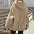 thumbnail image 4 of Lumtrix Womens Zip Up Hoodies 2025 Oversized Hoodie for Women Trendy Hooded Sweatshirts Fall Winter Zipper Y2k Jackets Camel 2XL, 4 of 4