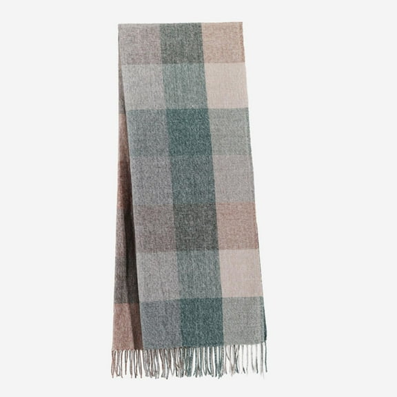 Duoif Women Scarf, Women's Big Coloured Checked Scarf Winter Warm Wrap Scarf Elegant and Classic Design Shawl Wrap for Women and Men Scarf Shawl Army Green