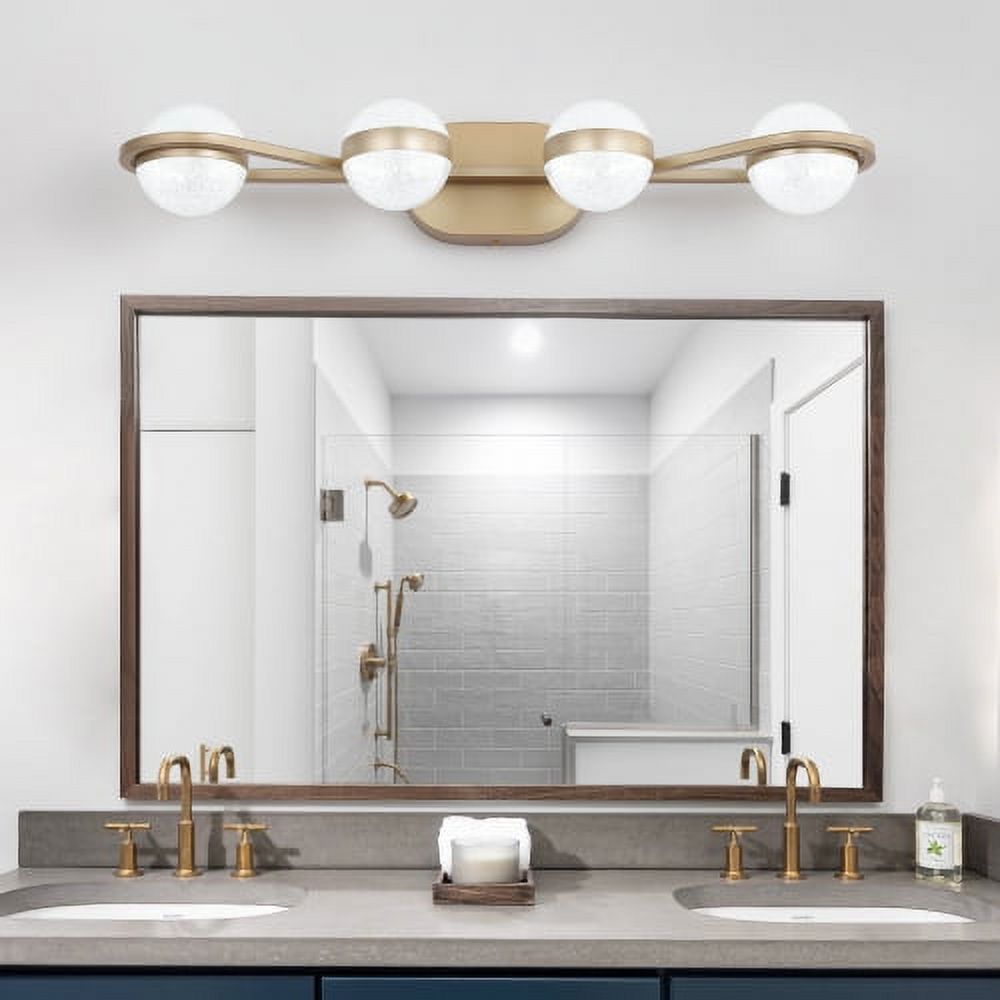 Hi-LIGHTS,4-Light Modern Minimalist Golden Bathroom Vanity Light With Acrylic Shades,Bathroom Mirror Lamp for Bathroom,Dressing Room,Bedroom,Living Room,Office,Restaurant,Bars(Brushed Gold)