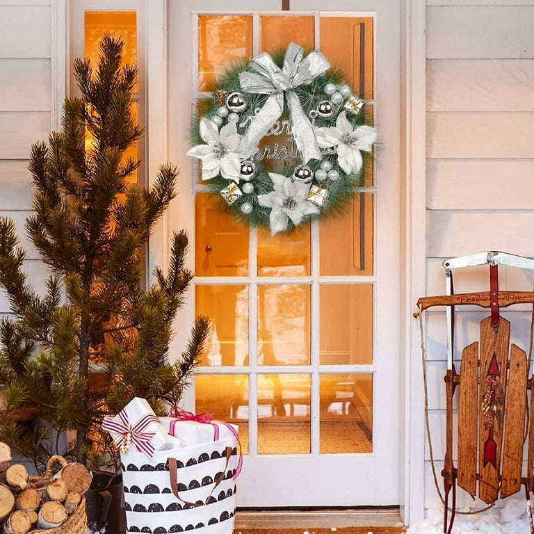 Rovga Christmas Decoration Wreath For Front Door Wall Hanging Ornament Xmas Party Indoors Outdoors Home Decor New Year Com
