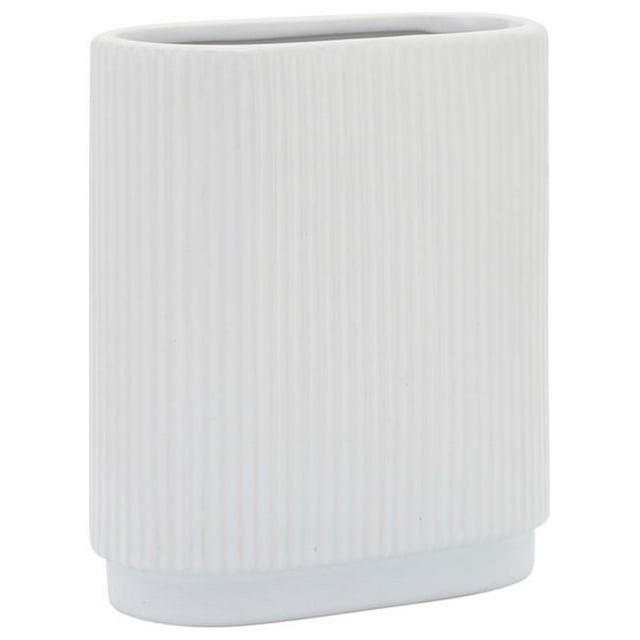 Sagebrook Home 16937-02 8 in. Ceramic Ridged Vase, White