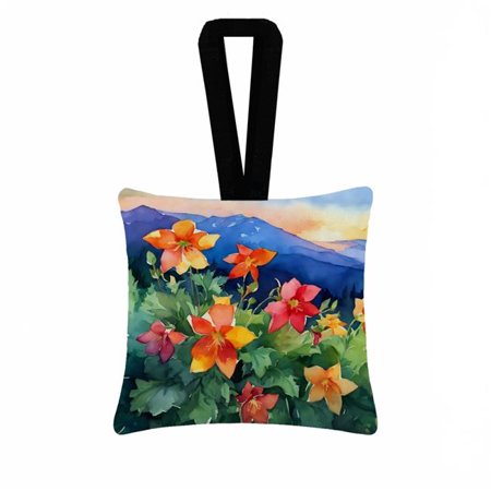 Carolines Treasures DAC1632PO3 3.5 x 3.5 in. Colorado Rocky Mountain Columbine in Watercolor Hanging Square Fabric Ornament