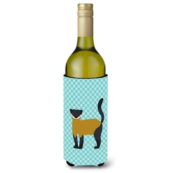 Yellow-Throated Marten Blue Check Wine Bottle Beverge Insulator Hugger