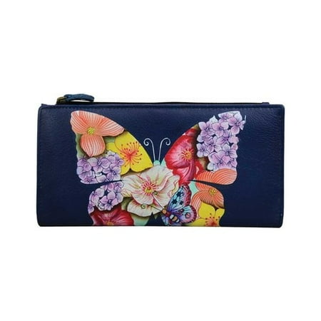 - Women's ANNA by Anuschka Hand Painted Leather Two Fold Clutch Wallet 1869 7.75