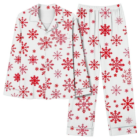 Tnhcen Cheerful Christmas Pajamas 2-Piece V-Neck Pjs Set with Pocket Soft Nightwear Festive Home Lounge Wear for Women S-2XL