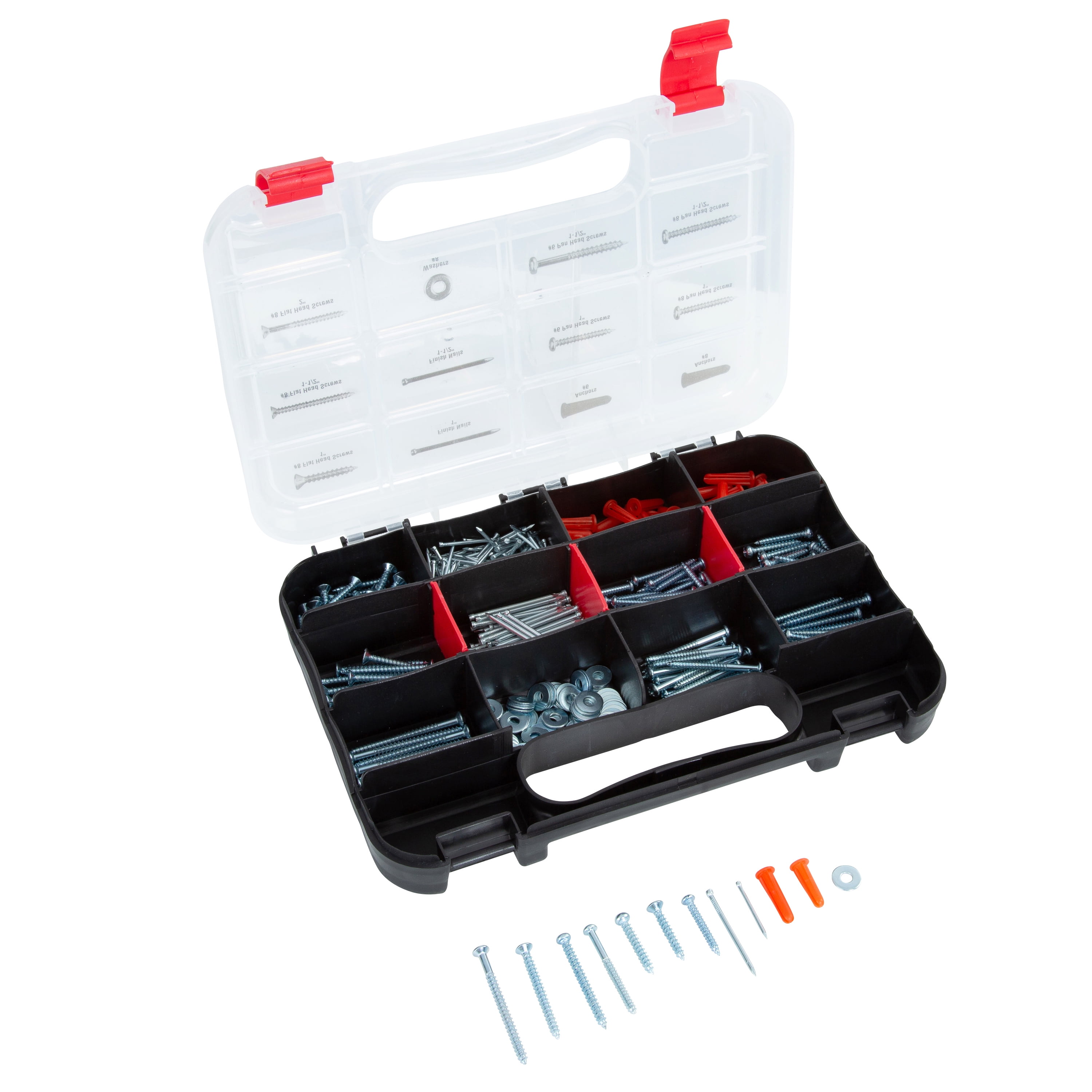 Hyper Tough 500-Piece Zinc Plated Steel Screw and Anchor Fastener Assortment with Case, 5532