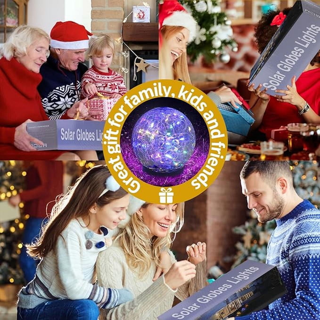 Solar Globe Lights Outdoor Waterproof-Solar Balls Garden-Cracked Glass Ball Solar Lights Outdoor-Solar Orbs Outside-Outdoor Decorations Patio & Yard Lawn Backyard Decor