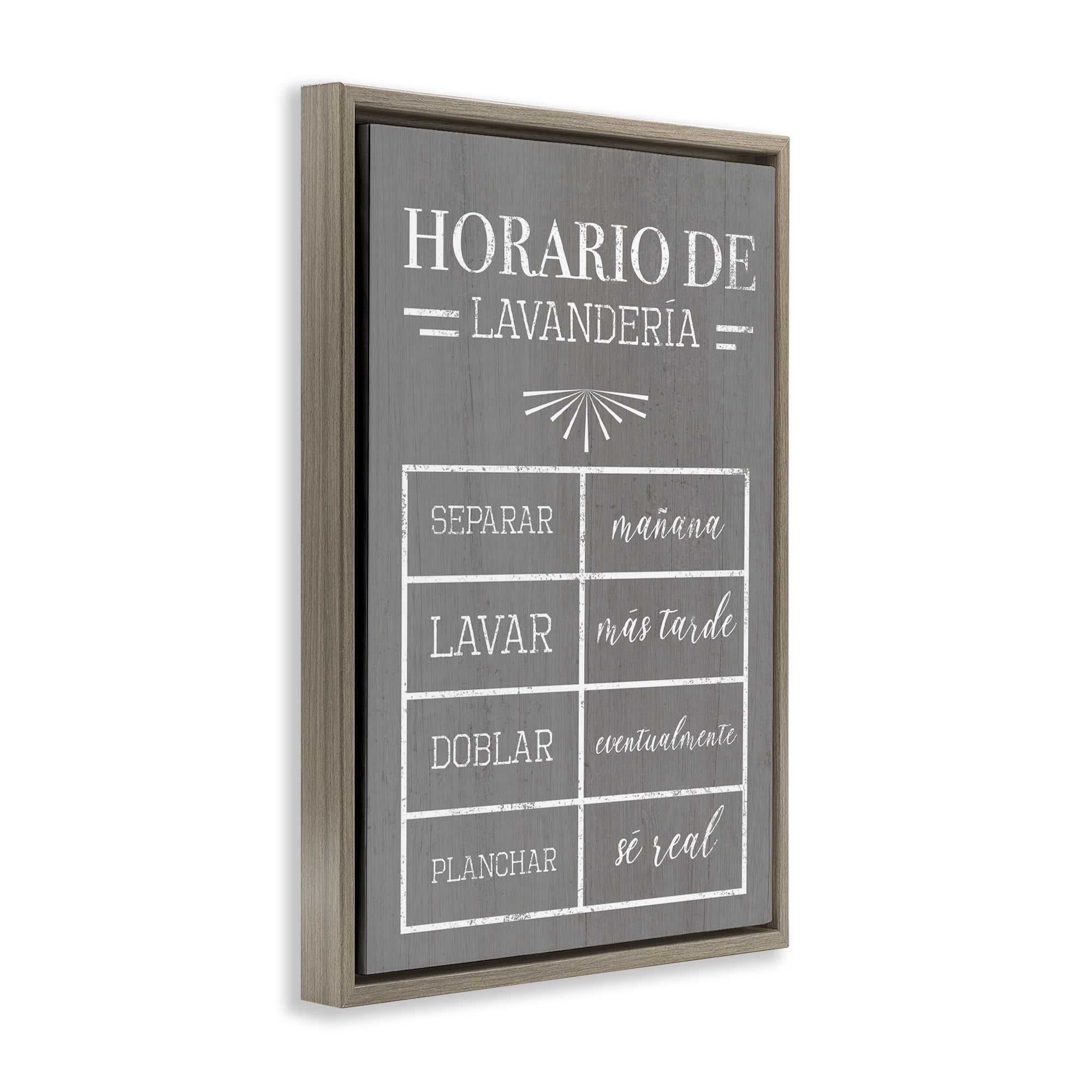Stupell Industries Horario de Lavandería Bath & Laundry Painting Brown Floater Framed Art Print Wall Art, 21 x 31