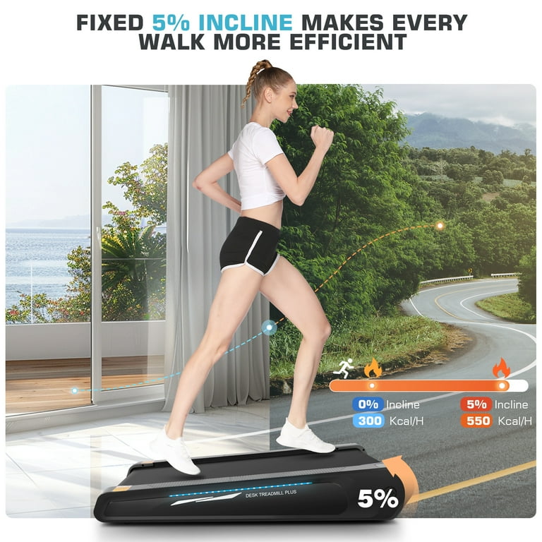Simpfree Smallest Walking Pad with Incline 2.5HP Under Desk Treadmill 300lbs Weight Capacity Compact Mini Treadmill Smart Remote Control LED Display