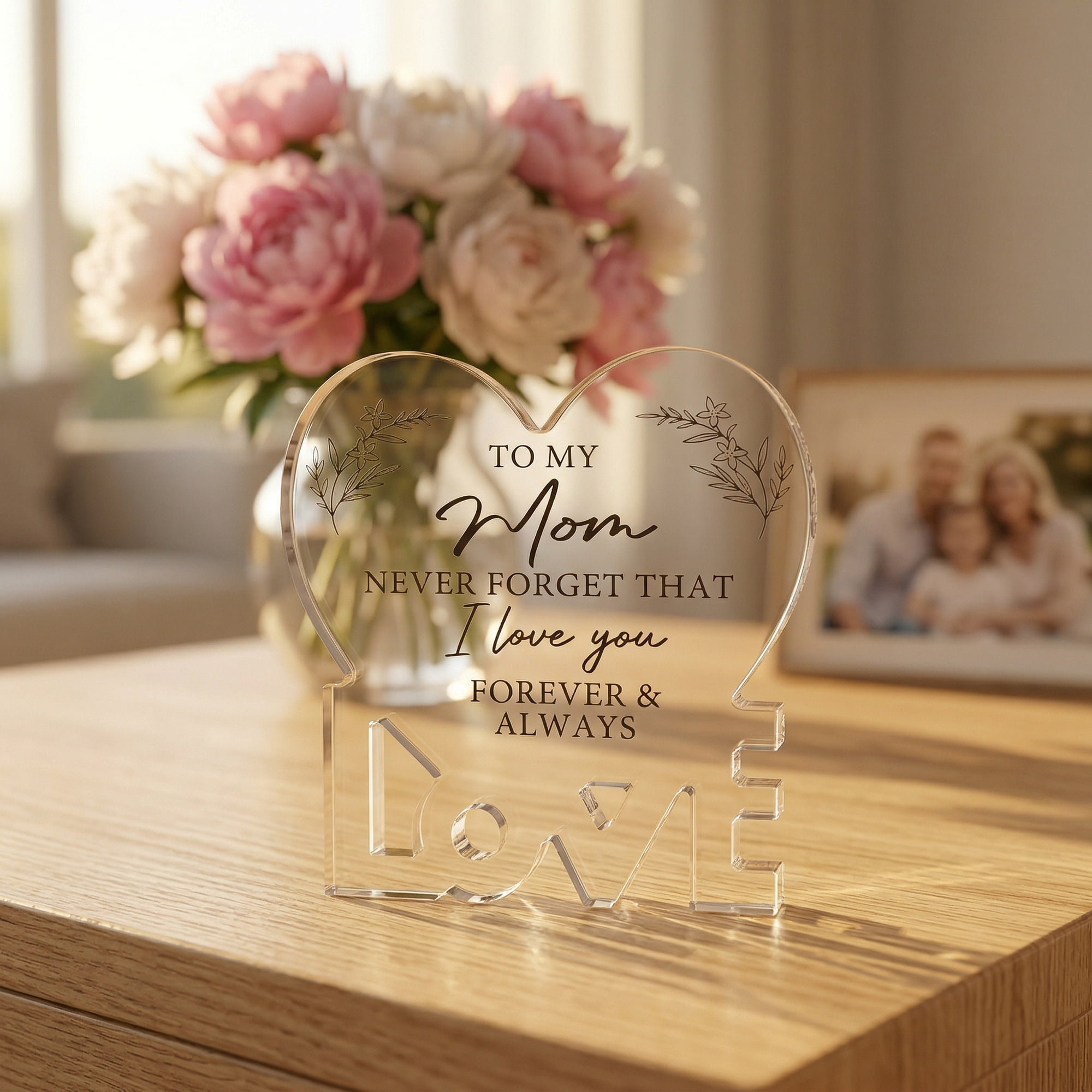 Unique Bargains Extra Thick Acrylic Desk Sign Gift Square Keepsake Plaque White Heart Shape 3.5"