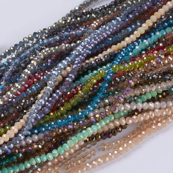 Glass Beads Strands Faceted Rondelle Mixed style Mixed color 3~3.5x2~2.5mm Hole: 0.8mm 135~140pcs/strand 14.6 inch(37cm)