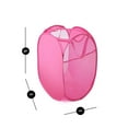 thumbnail image 3 of Smart Design Deluxe Mesh Pop Up Square Laundry Hamper Solid Back w/ Side Pocket & Handles - VentilAir Fabric Collapsible Design - for Clothes & Laundry - Home (Holds 2 Loads) (14 x 23 Inch) [Pink], 3 of 5