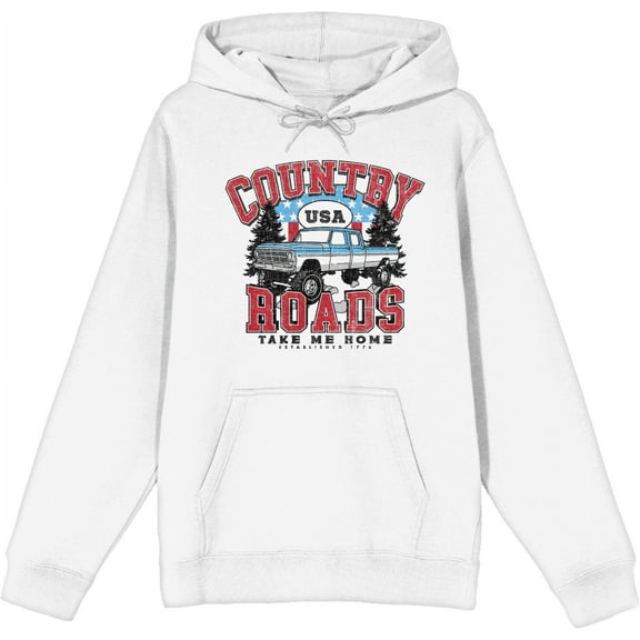 Country Roads Take Me Home White Adult Long Sleeve Hoodie-Medium