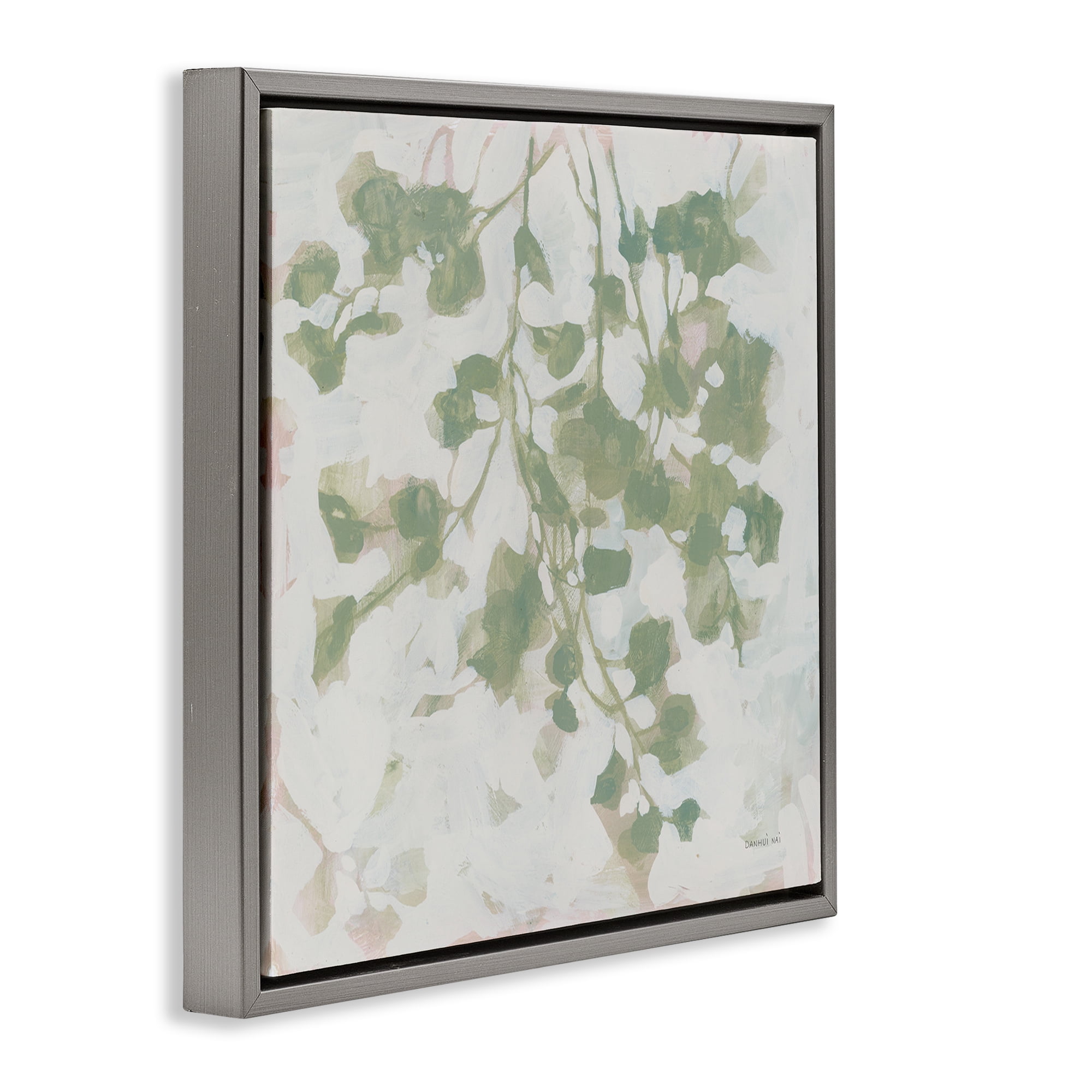 Stupell Industries Dancing Leaf Shadows Botanical & Floral Painting Gray Floater Framed Art Print Wall Art, 25 x 25
