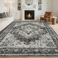 thumbnail image 2 of Washable Vintage Distressed Area Rug for Living Room, Low Pile Ultra Soft Non-Slip Carpet, Foldable Stain-Resistant Non-Shedding Floor Cover for Bedroom and Office, 2 of 11