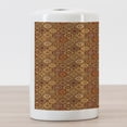 thumbnail image 3 of Moroccan Ceramic Toothbrush Holder, Vintage Hand Drawn Style Ottoman Trellis Floral Motifs, Decorative Versatile Countertop for Bathroom, 4.5" X 2.7", Orange Yellow Brown, 3 of 4