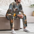 thumbnail image 5 of Salouo Adorable Llama In Flowers Print Button-Front Long Sleeve Pajama Set for Men, Soft 2Pjs Men's Long Sleeve Sleepwear -XX-Large, 5 of 7