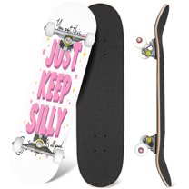 31'' Complete Skateboard 7 Layer Canadian Maple Double Kick Deck Skateboards just stay funny slogan Skate Board for Beginner Adult Gifts