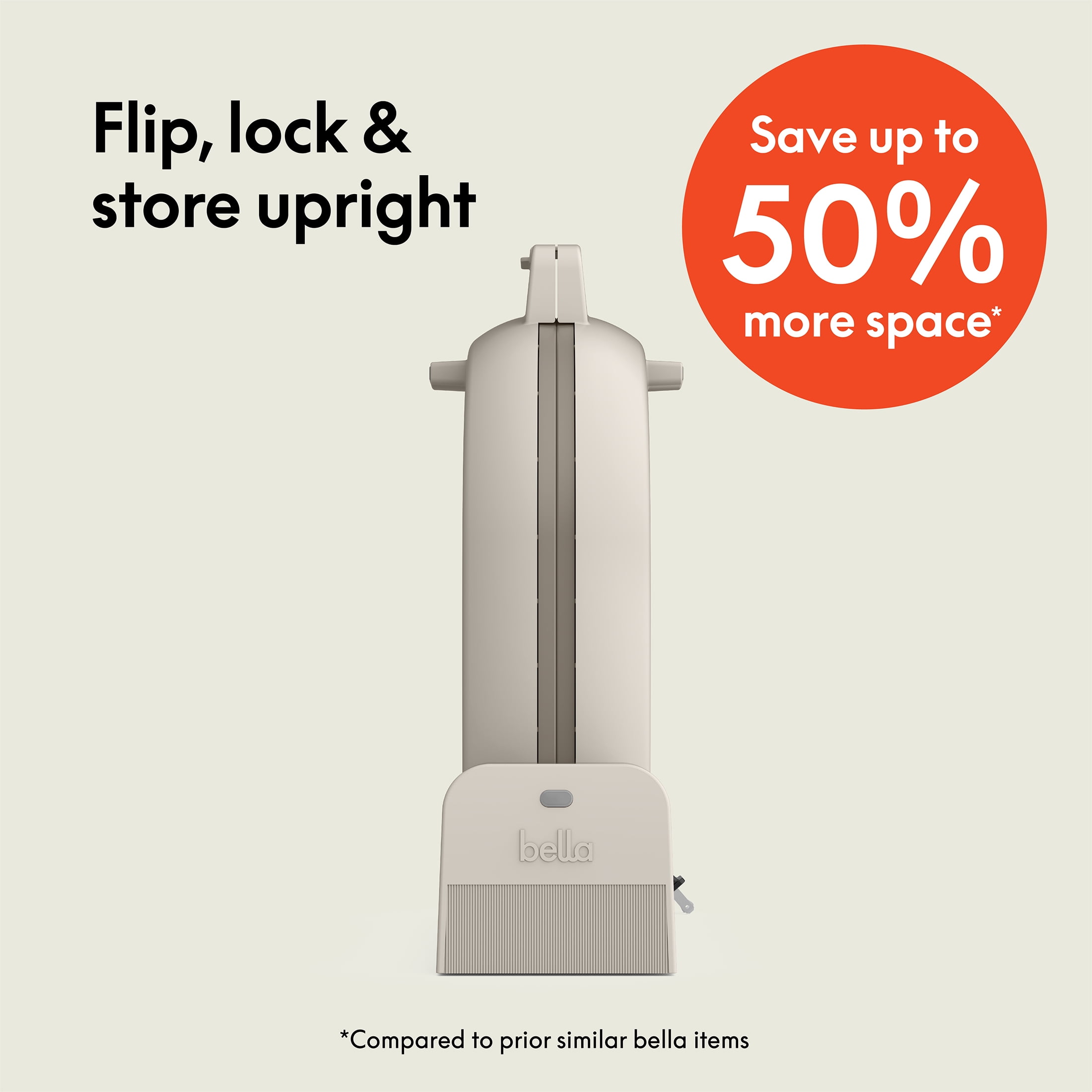 bella Flip-n-Store Belgian Waffle Maker with EverGood™ Ceramic Nonstick Coating, Power Indicator Light & Cool-Touch Handle, Oatmilk