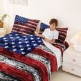 thumbnail image 4 of Manfei Vintage US Flag Bed Sheets, Patriotic Star Stripe Full Size Sheets, Red White Blue, Black Reversible 4pcs (1 Flat Sheet, 1 Fitted Sheet and 2 Pillowcases), 4 of 6