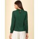 thumbnail image 5 of INSPIRE CHIC Blusa de manga de soplo fruncida plisada con cuello alto drapeado suave sedoso para mujer Verde oscuro XS, 5 of 6