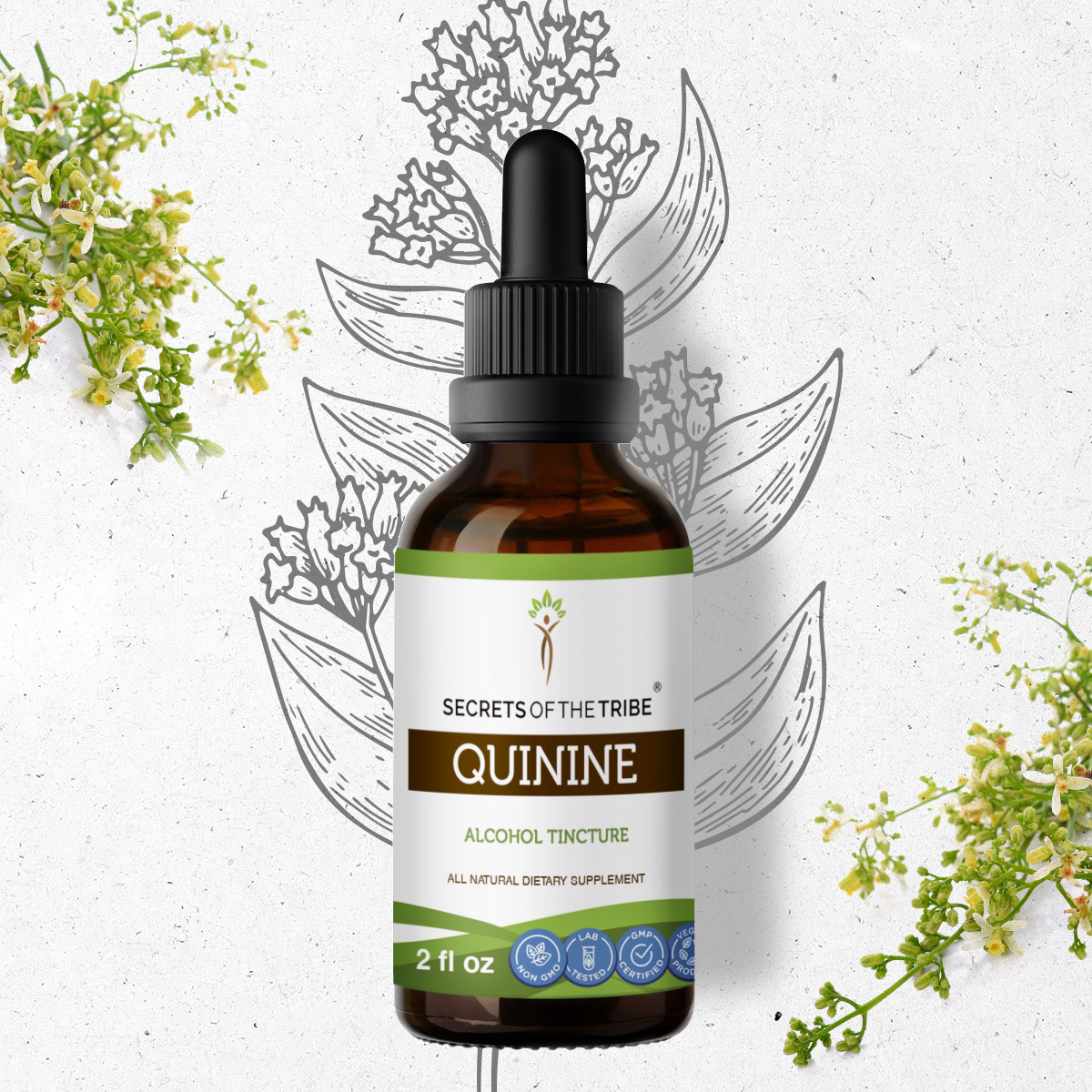 Quinine Tincture Alcohol Extract, Wildcrafted Cinchona Cinchona