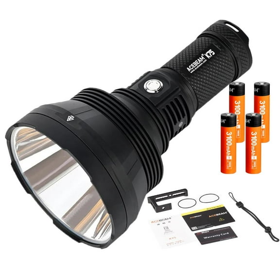 Acebeam K75 RED LED Long Throw Search Light - 1650 Lumen, 1208 Meter throw, Includes 4x High Drain batteries