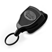 KEY-BAK SUPER48 HD 8oz. Locking Retractable Keychain, 48" Retractable Cord, Black Polycarbonate Case, Leather Duty Belt Loop, Oversized Split Ring