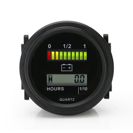 BIMZUC Digital LCD Hour Meter With LED Battery Indicator Gauge 12V 24V 36V 48V 72V For Generator ATV Lawn Mower Motorcycle Vehicle High Accuracy Delay Display Function 3.15 inches / 8.0 cm