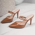 thumbnail image 5 of CQONEPT Pointed Toe Ankle Strap Slingback Heels for Womens Stiletto Closed Toe Pumps Women Dress Party Mules Sandals Brown 43, 5 of 6