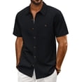 thumbnail image 1 of Camisa PJ PAUL JONES para hombre, manga corta, con botones, negra, talla S, 1 of 7