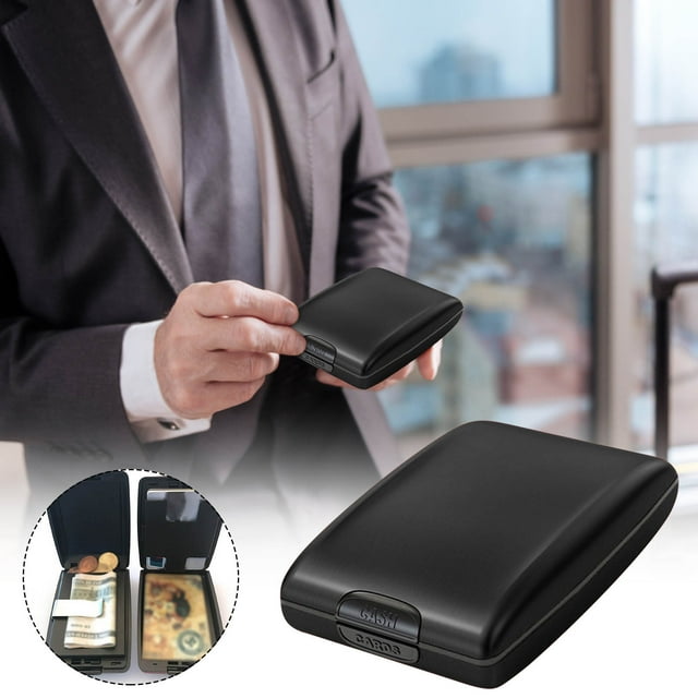 Xihbxyly Tarjetero de Aluminio con Protección Rfid, Diseño Delgado, Gran Capacidad, Almacenamiento Seguro para 6 Tarjetas, Compartimento para Monedas, Impermeable, Ideal para Viajes de Negocios, Tama