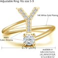 thumbnail image 2 of GHSDFBB Initial Letter Ring for Women Girls Gold Stackable Alphabet Rings with Initial Adjustable Crystal Inlaid Initial Rings Bridesmaid Gift, 2 of 6