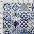 thumbnail image 2 of oneOone Cotton Jersey Medium Blue Fabric Floral & Tiles Moroccan Sewing Material Print Fabric By The Yard 58 Inch Wide, 2 of 4