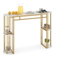 thumbnail image 1 of Gymax 60'' Long Bar Table Narrow Pub Table w/Faux Marble Tabletop & Storage Shelves White, 1 of 10
