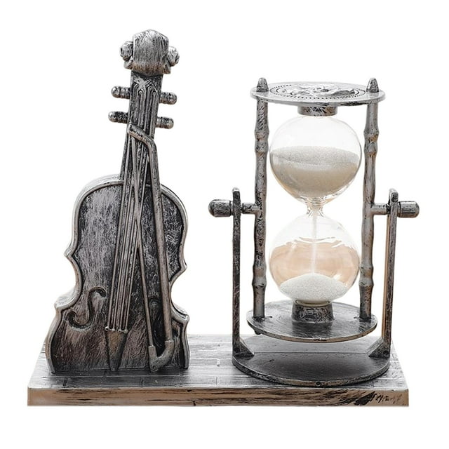 Reloj de arena con forma de violín, instrumento musical decorativo, reloj de arena coleccionable. Argén