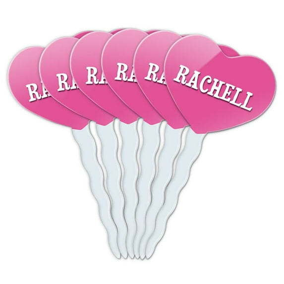 Rachell Heart Love Cupcake Picks Toppers - Set of 6