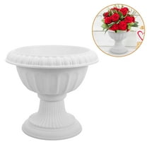 Hytrove Urn Flower Pot Flowerpot Plastic 2Pcs White Walkway