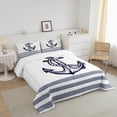 thumbnail image 3 of Erosebridal Anchor Comforter Sets Queen Size,Nautical Theme Bedding Queen Comforter Set,Stripes Decor,Reversible,3Pcs, 3 of 8