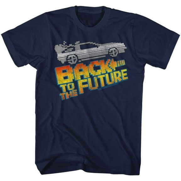 Back To The Future 8Bit To The Future Navy Adult T-Shirt Xlt