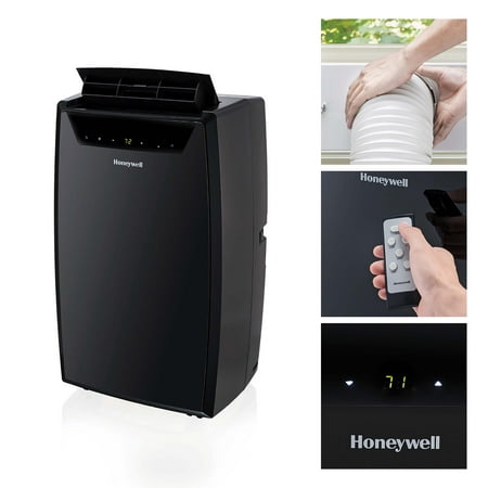 Honeywell Classic Portable Air Conditioner with Dehumidifier & Fan, Cools Rooms Up to 500 Sq. Ft. with Drain Pan & Insulation Tape, MN1CFSBB8 (Black)