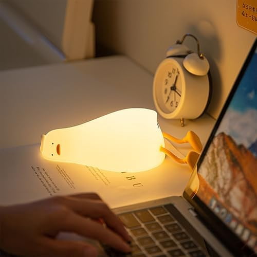 Cute Duck Night Light, Squishy Duck Novelty Animal Lamp, 3 Level Dimmable Nursery Nightlight with Timer, Food Grade Silicone Touch Night Light Fun Gifts for Kids Boys Girls Baby