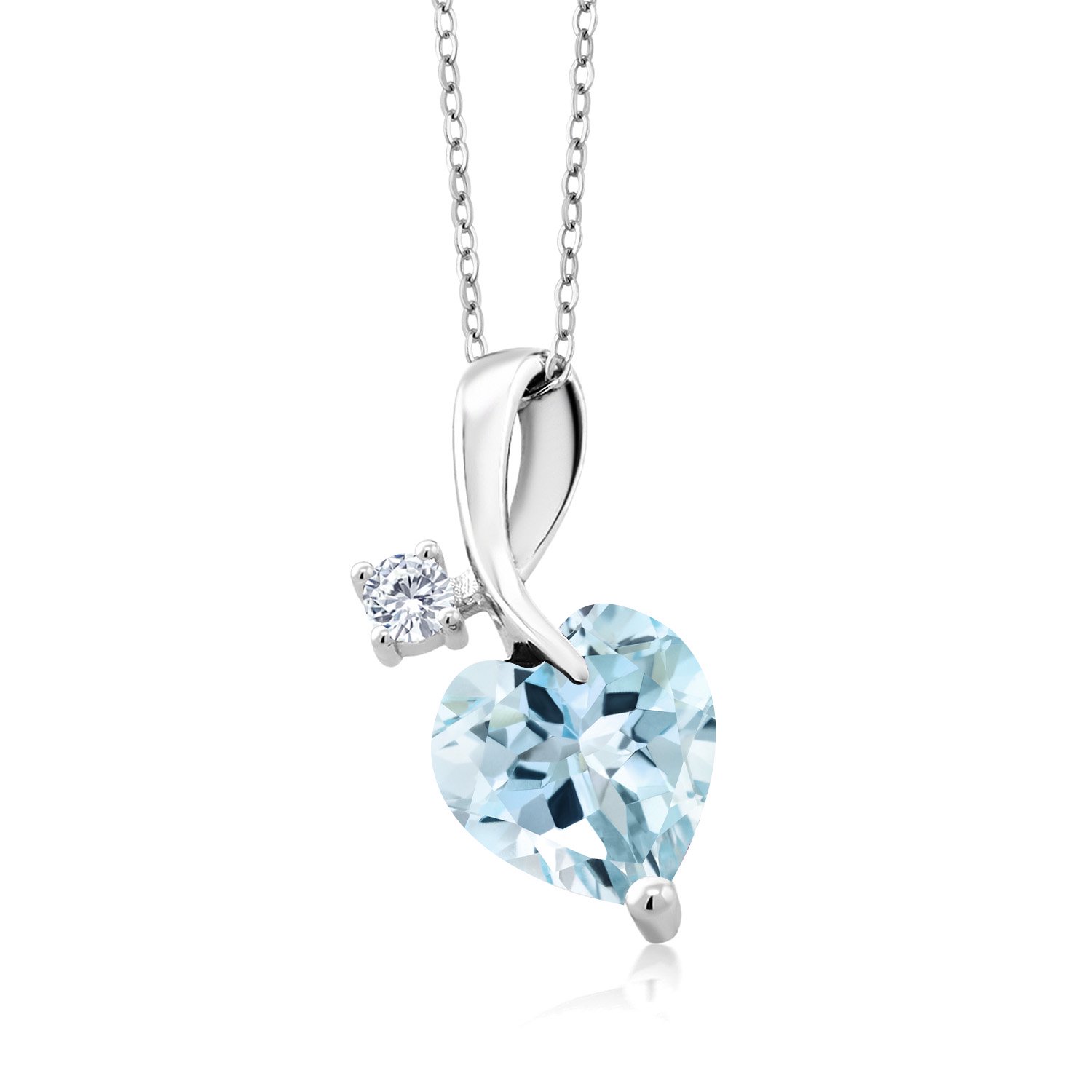 Gem Stone King 2.85 Ct Sky Blue Topaz E-F Lab Grown Diamond 925 Sterling Silver Pendant