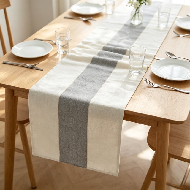MTBLYS Camino de mesa de lino de 30x180cm|Decoración tejida para mesa de comedor|ideal para bodas|fiestas y festivales|Mantel resistente al aceite y a altas temperaturas para mesa de centro