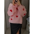 thumbnail image 6 of Musuos Women's Autumn Winter Knit Sweater Casual Long Sleeve Crewneck Heart Embroidery Loose Knitwear, 6 of 9