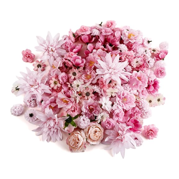 100 Pcs Handmade Artificial Flower Heads, 1.18"-5.91" Pink Decorative Flowers for Wedding, Party & Home DIY Craft