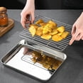 thumbnail image 4 of 2 Ensembles d'Acier Inoxydable Frits Filets Grill Bacs de Stockage Poêle pour la Maison, 4 of 7