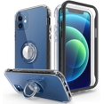 thumbnail image 1 of Compatible with iPhone 12 Case iPhone 12 Pro Case with Built-in Screen Protector Full Body Rugged Case Shockproof Clear with Ring Holder Soft TPU Bumper Protective Phone Case, Black, 1 of 7