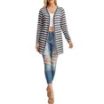 thumbnail image 4 of Cueply Womens Cardigan Long Sleeve lightweight Striped Open Front Casual Button Loose Knit Sweater, 4 of 6