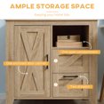 thumbnail image 4 of HOMCOM Armoire de Rangement de Style Ferme, Buffet de Cuisine avec Tiroirs, Porte et Étagère Réglable, Naturel, 4 of 10